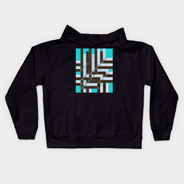 Multyplied parallel and perpendicular variations hand-drawn color pen lines in blue Kids Hoodie by Ocztos Design